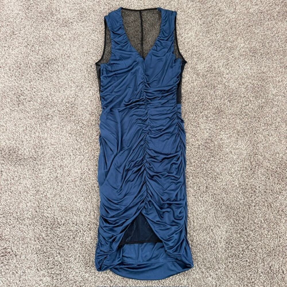 Vera Wang Lavender Label Dress Ruched Sides Mesh Cut-Out Side Zip Women's 6 NWT